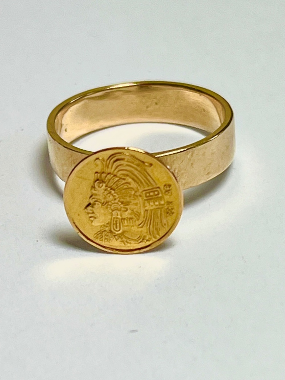 14k Gold Band Ring 22k Gold Coin Setting Size 4 3/4